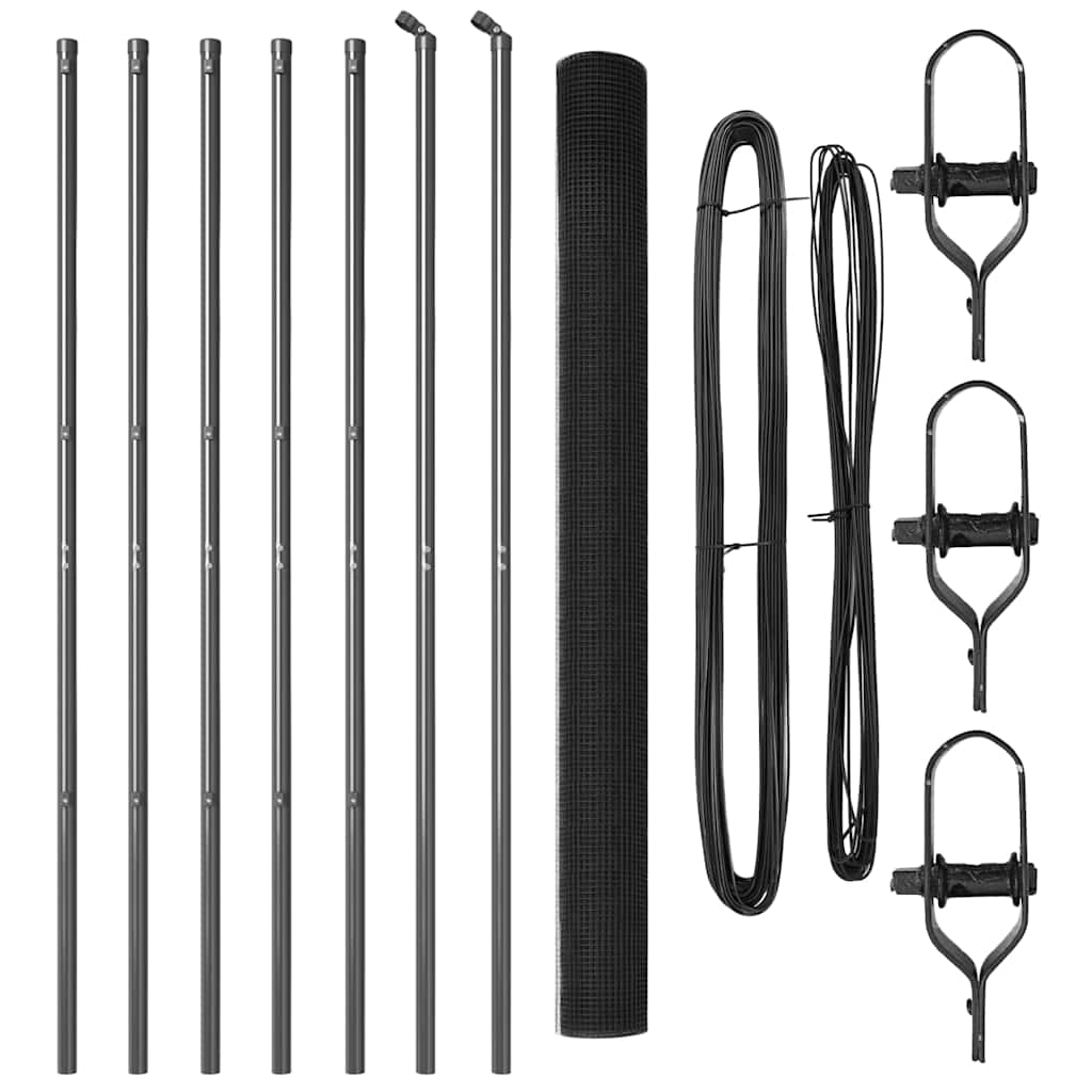 Hegnspæl Grå 10 x 1,6 m (16 x 16 mm net) Stål og PVC