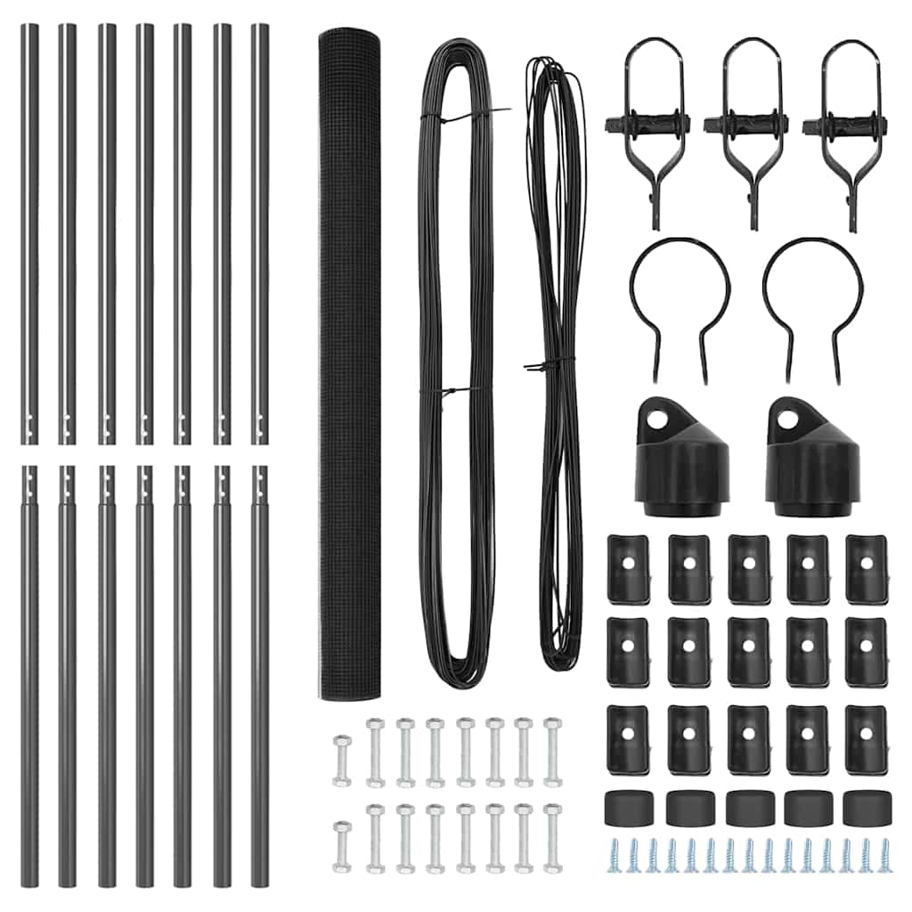 Hegnspæl Grå 10 x 1,6 m (16 x 16 mm net) Stål og PVC