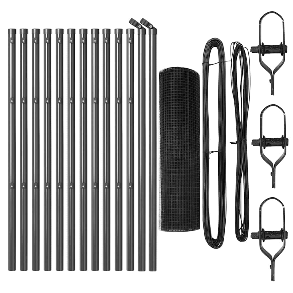 Hegnspæl Grå 25 x 0,4 m (16 x 16 mm mesh) Stål og PVC