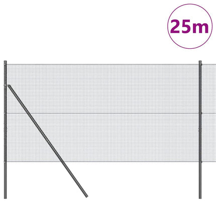 Svejset trådhegn jordfastgørelse 25 x 1,4 m PVC-belagt stål Grå