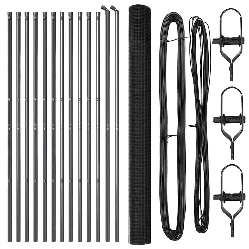 Hegnspæl Grå 25 x 1,5 m (16 x 16 mm net) Stål og PVC