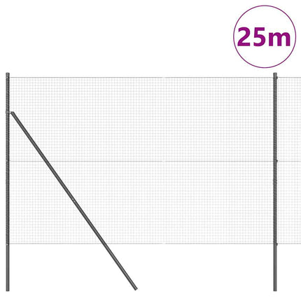 Svejset trådhegn jordfastgørelse 25 x 1,6 m PVC-belagt stål Grå