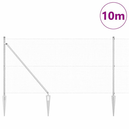 Udendørs svejset trådhegn med pigge 10 x 0,8 m Sølv Mesh