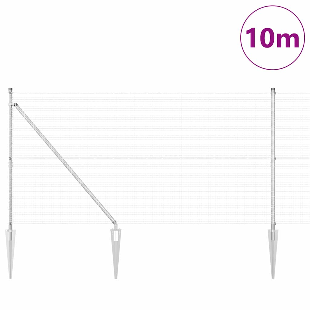 Svejset trådhegn med spidser 10 x 1,2 m (B x H)
