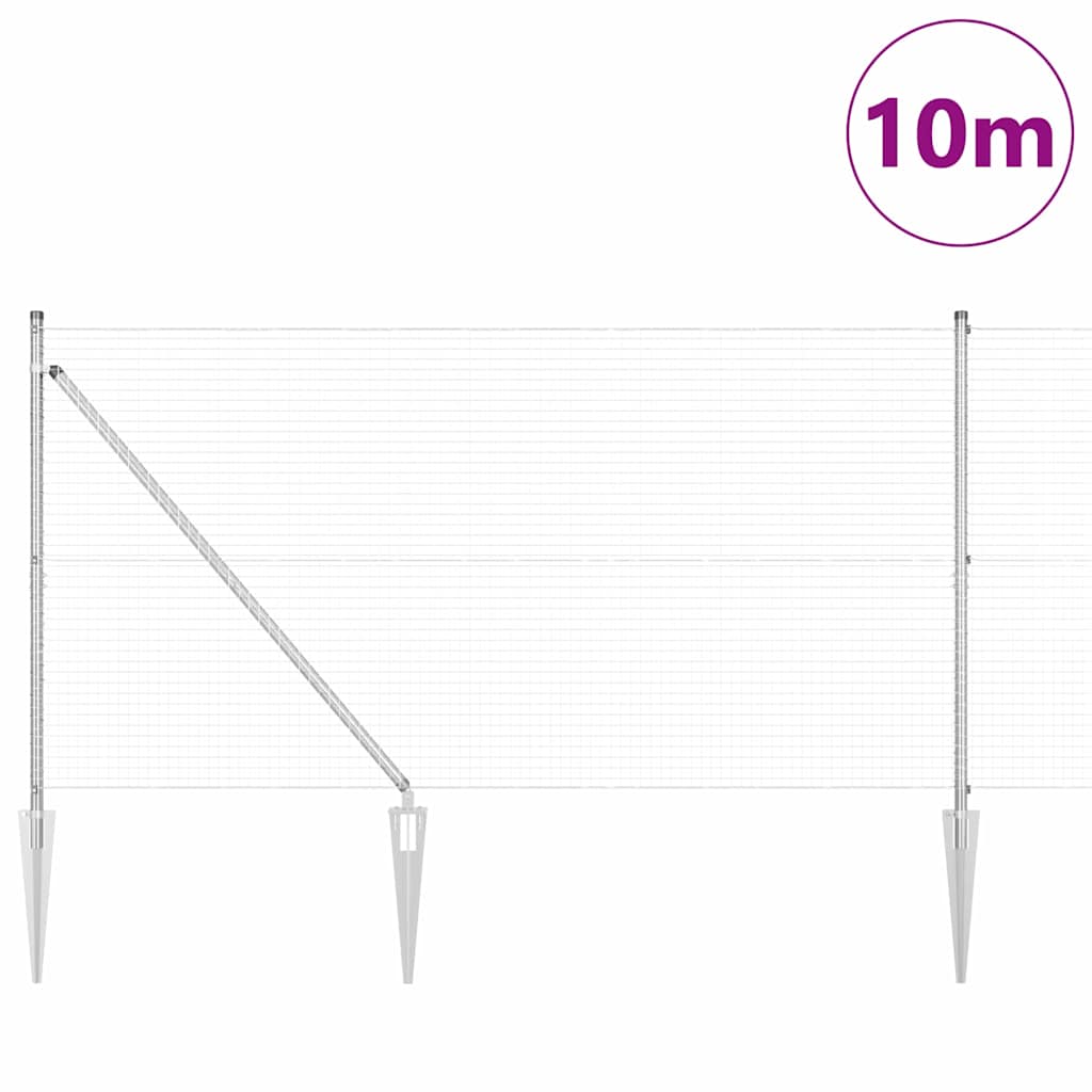 Svejset trådhegn med spidser 10 x 1,2 m (B x H)