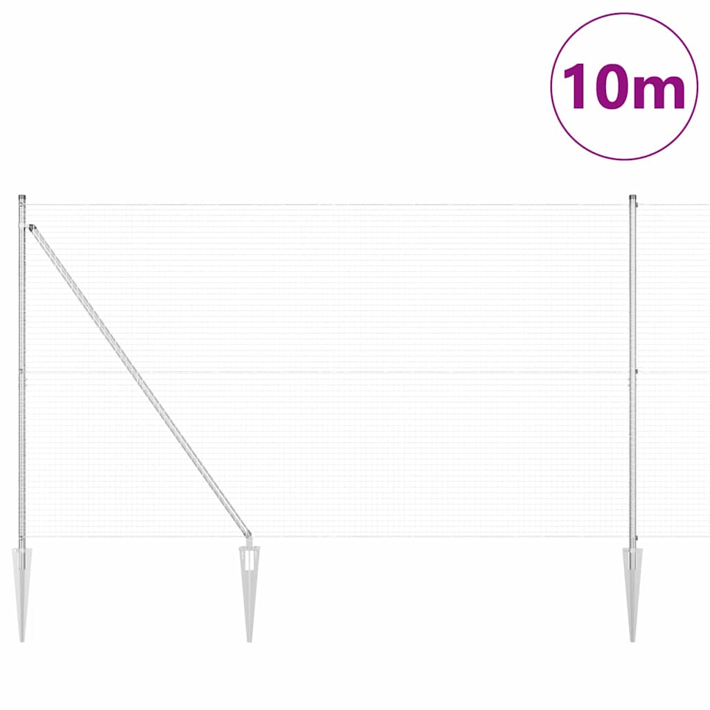 Svejset trådhegn med spidser 10 x 1,5 m (B x H)