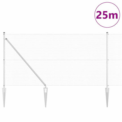 Svejset trådhegn med spidser 25 x 1,2 m Galvaniseret stål Sølv