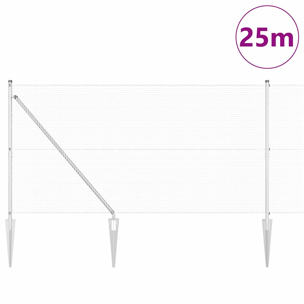 Svejset trådhegn med spidser 25 x 1,2 m (B x H)