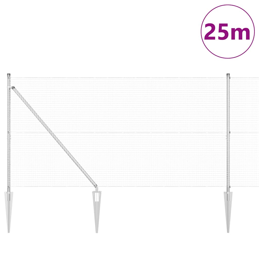 Svejset trådhegn med spidser 25 x 1,4 m (B x H)