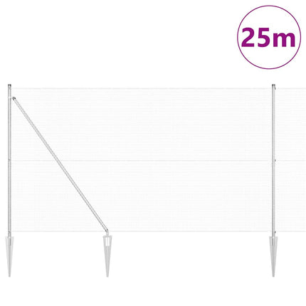 Udendørs svejset trådhegn med pigge 25 x 1,6 m Sølv Mesh