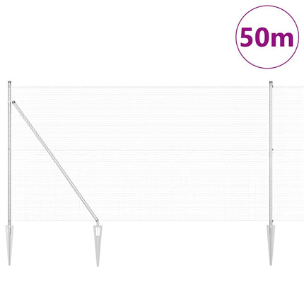 Udendørs svejset trådhegn med pigge 50 x 1,5 m Sølv Mesh