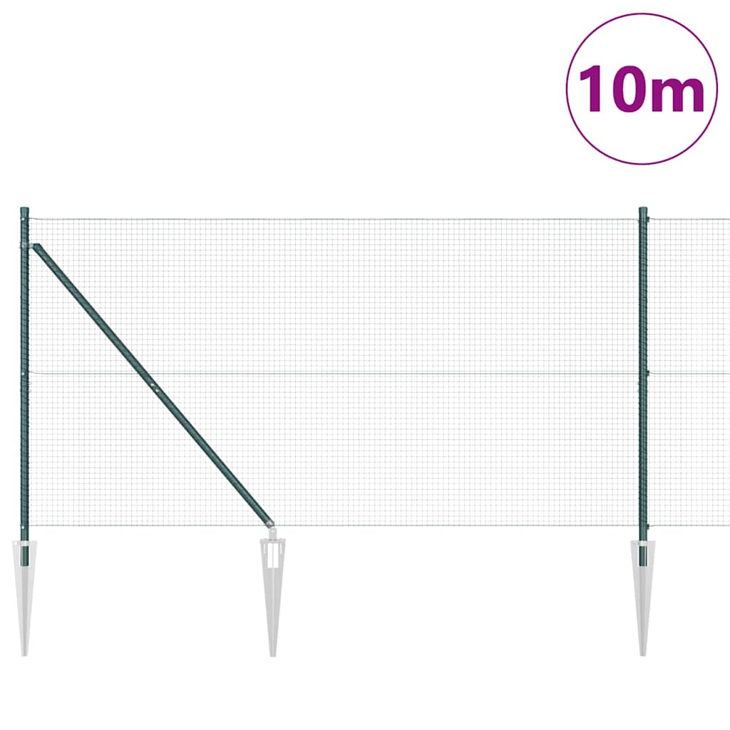 Svejset trådhegn med spidser 10 x 1,2 m (B x H) PVC-belagt Stål