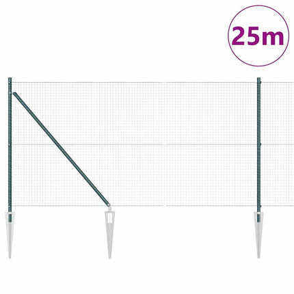 Udendørs svejset trådhegn med pigge 25 x 1 m PVC-belagt Stål
