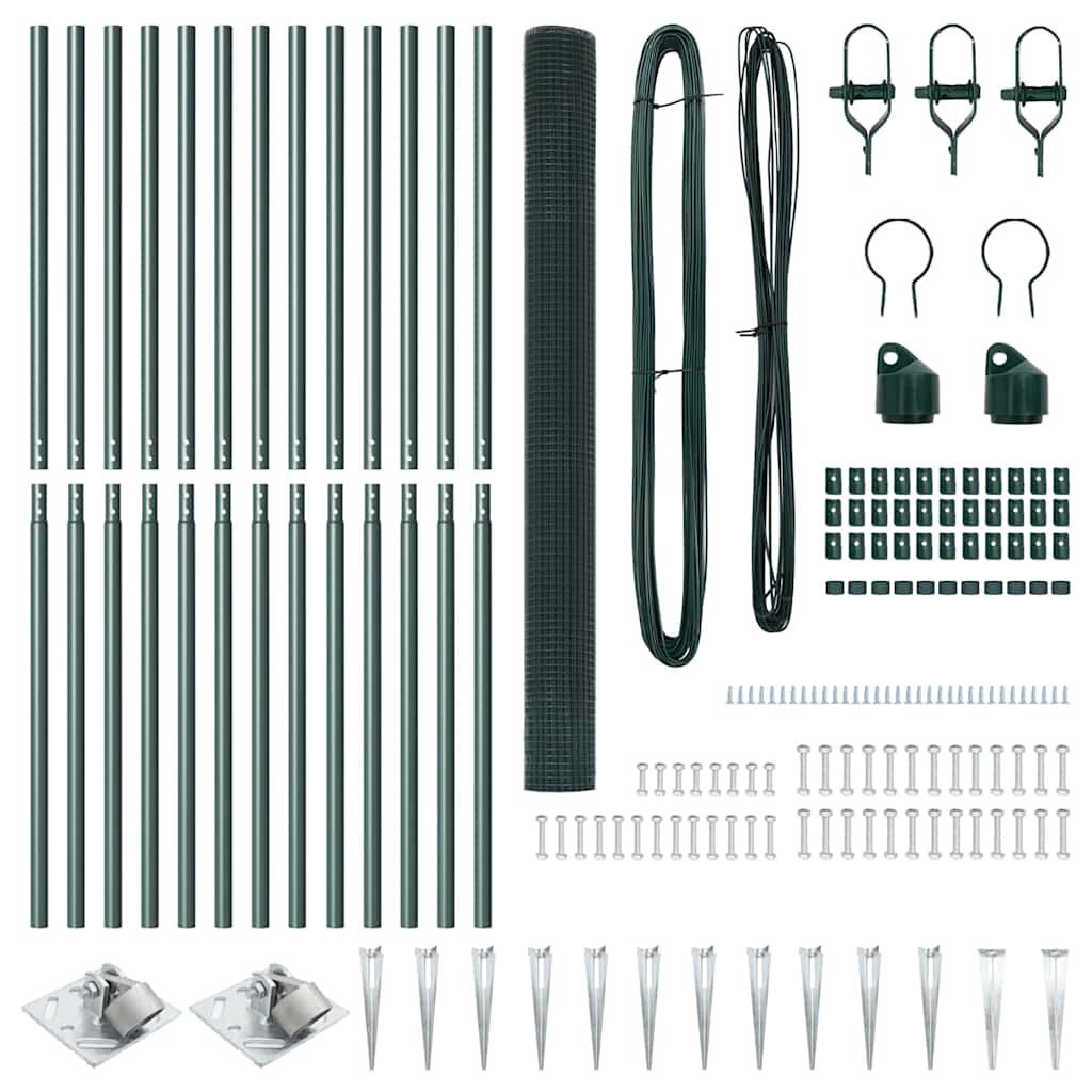 Hegnspæl Grøn 25 x 1,6 m (12 x 12 mm net) Stål og PVC