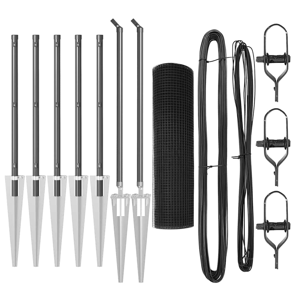 Svejset trådhegn med spidser 10 x 0,8 m (B x H) PVC-belagt Stål