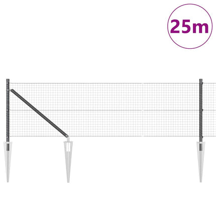 Udendørs svejset trådhegn med pigge 25 x 0,8 m PVC-belagt Stål