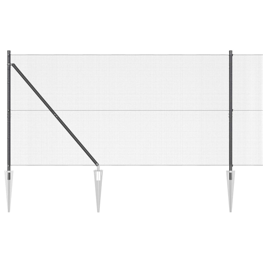 Svejset trådhegn med spidser 25 x 1,2 m (B x H) PVC-belagt Stål