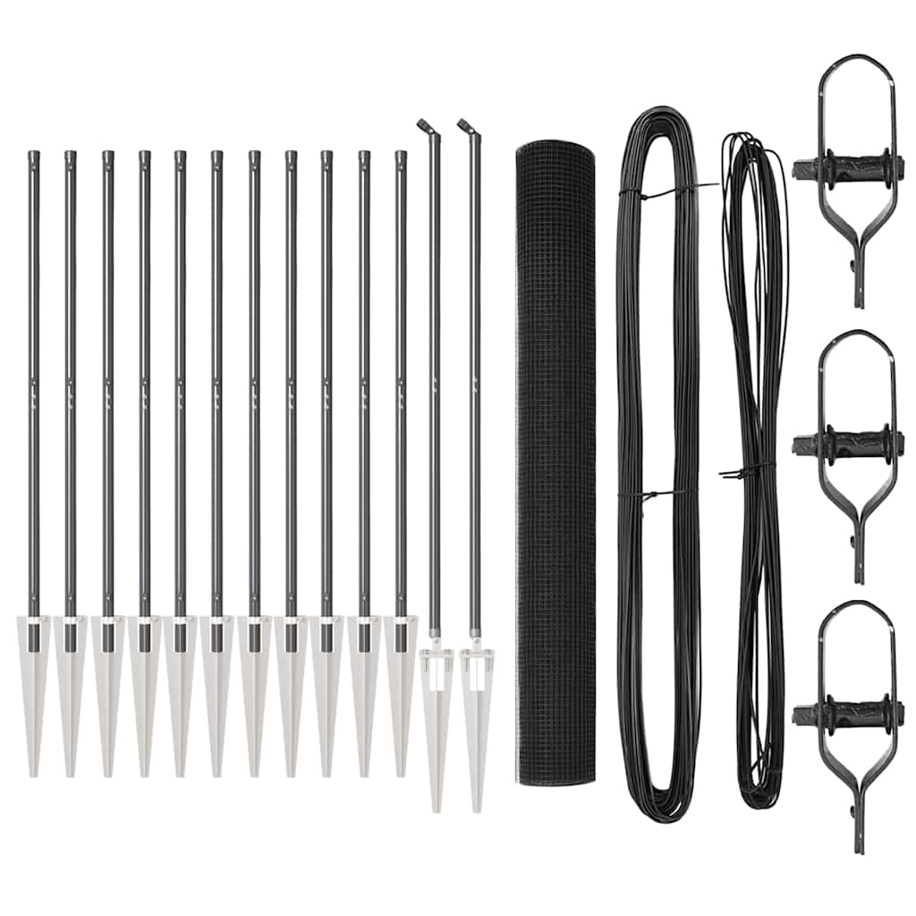 Svejset trådhegn med spidser 25 x 1,2 m (B x H) PVC-belagt Stål