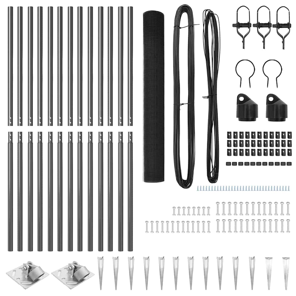 Svejset trådhegn med spidser 25 x 1,2 m (B x H) PVC-belagt Stål