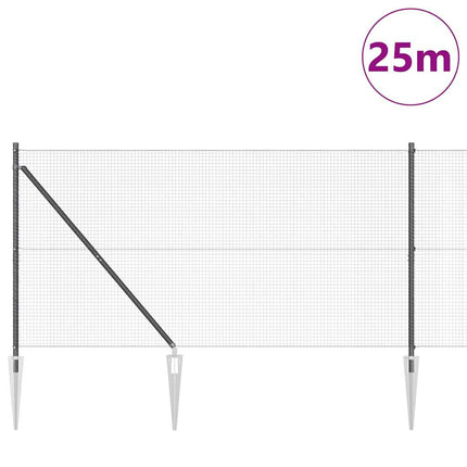 Udendørs svejset trådhegn med pigge 25 x 1,2 m PVC-belagt Stål