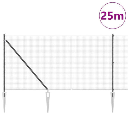 Udendørs svejset trådhegn med pigge 25 x 1,2 m PVC-belagt Stål