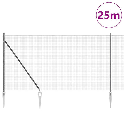 Udendørs svejset trådhegn med pigge 25 x 1,5 m PVC-belagt Stål