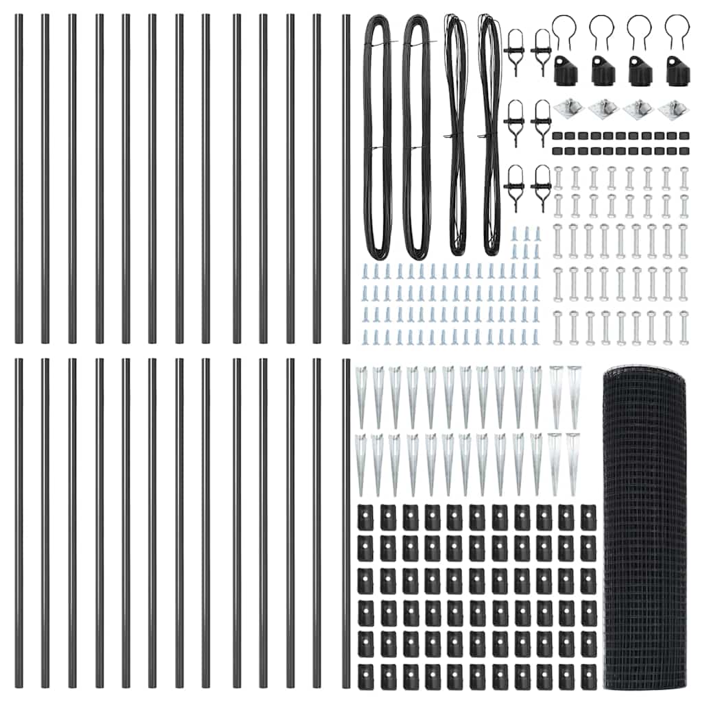 Svejset trådhegn med spidser 50 x 1 m (B x H) PVC-belagt Stål