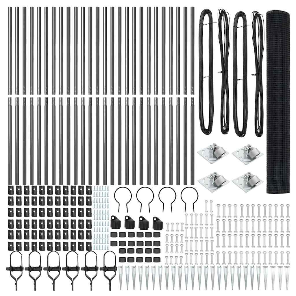 Svejset trådhegn med spidser 50 x 1,2 m (B x H) PVC-belagt Stål
