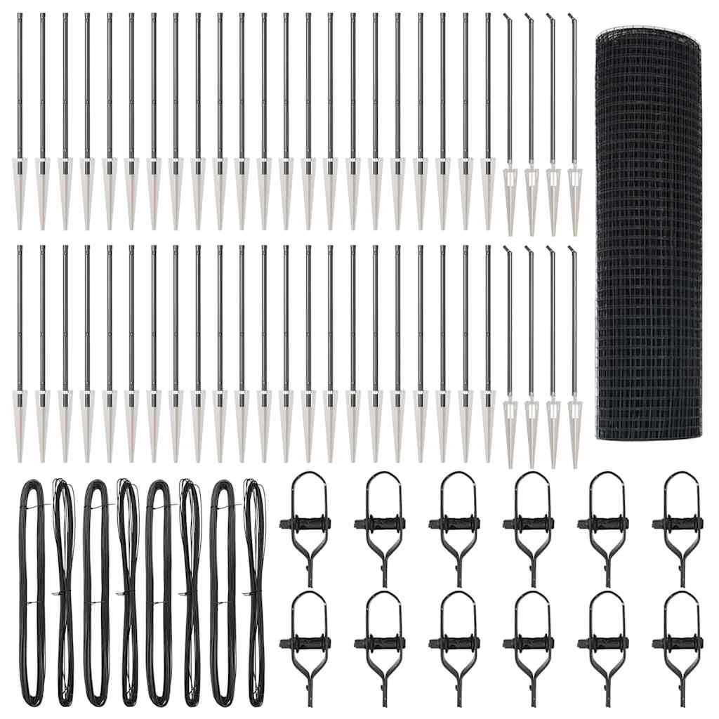 Hegnspæl Grå 100 x 0,6 m (25 x 25 mm net) Stål og PVC