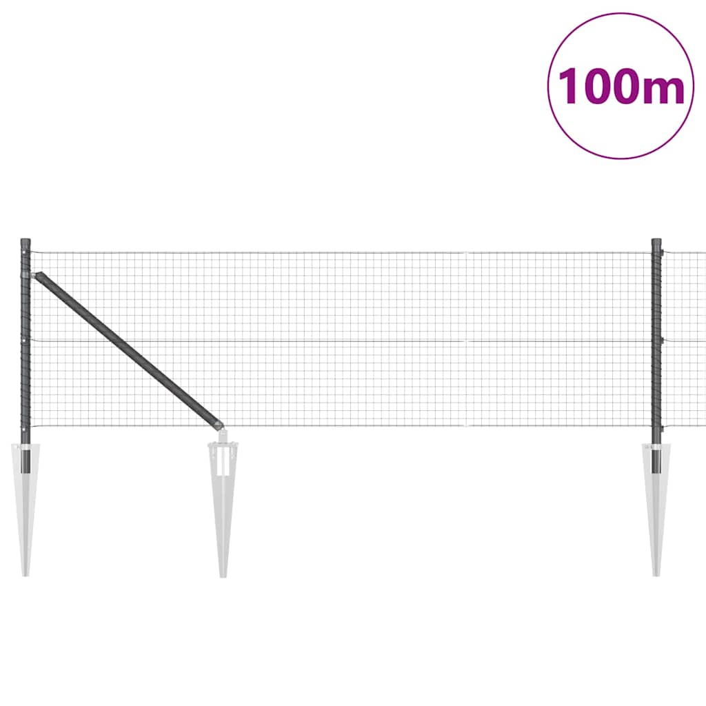 Hegnspæl Grå 100 x 0,6 m (25 x 25 mm net) Stål og PVC