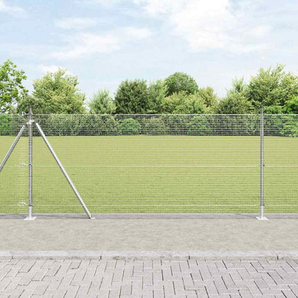 Udendørs svejset trådhegn med betonfundament 25 x 0,8 m Sølv