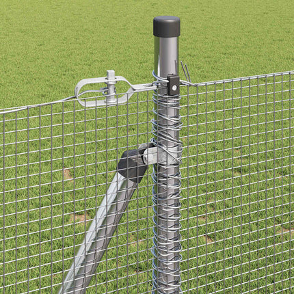 Udendørs svejset trådhegn med betonfundament 25 x 1 m Sølv Mesh