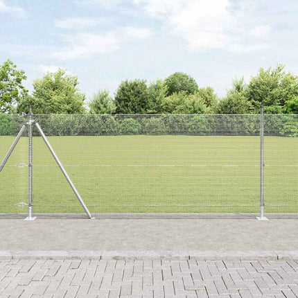 Udendørs svejset trådhegn med betonfundament 25 x 1 m Sølv Mesh