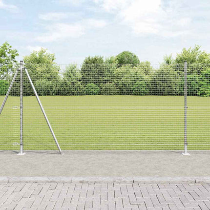 Udendørs svejset trådhegn med betonfundament 25 x 1,2 m Sølv