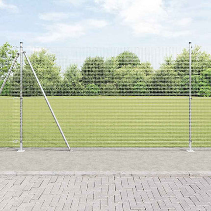 Udendørs svejset trådhegn med betonfundament 25 x 1,4 m Sølv