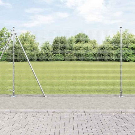 Udendørs svejset trådhegn med betonfundament 25 x 1,4 m Sølv