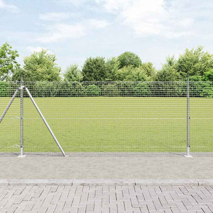 Udendørs svejset trådhegn med betonfundament 50 x 1 m Sølv Mesh