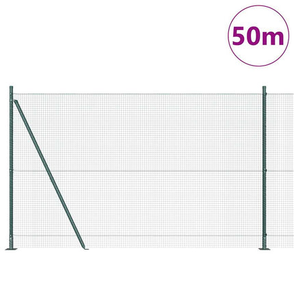 Udendørs svejset trådhegn med betonfundament 50 x 1,4 m Grøn
