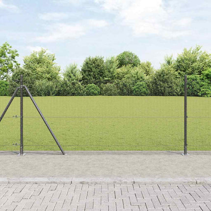 Udendørs svejset trådhegn med betonfundament 25 x 1 m Grå Mesh