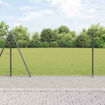 Udendørs svejset trådhegn med betonfundament 25 x 1,2 m Grå