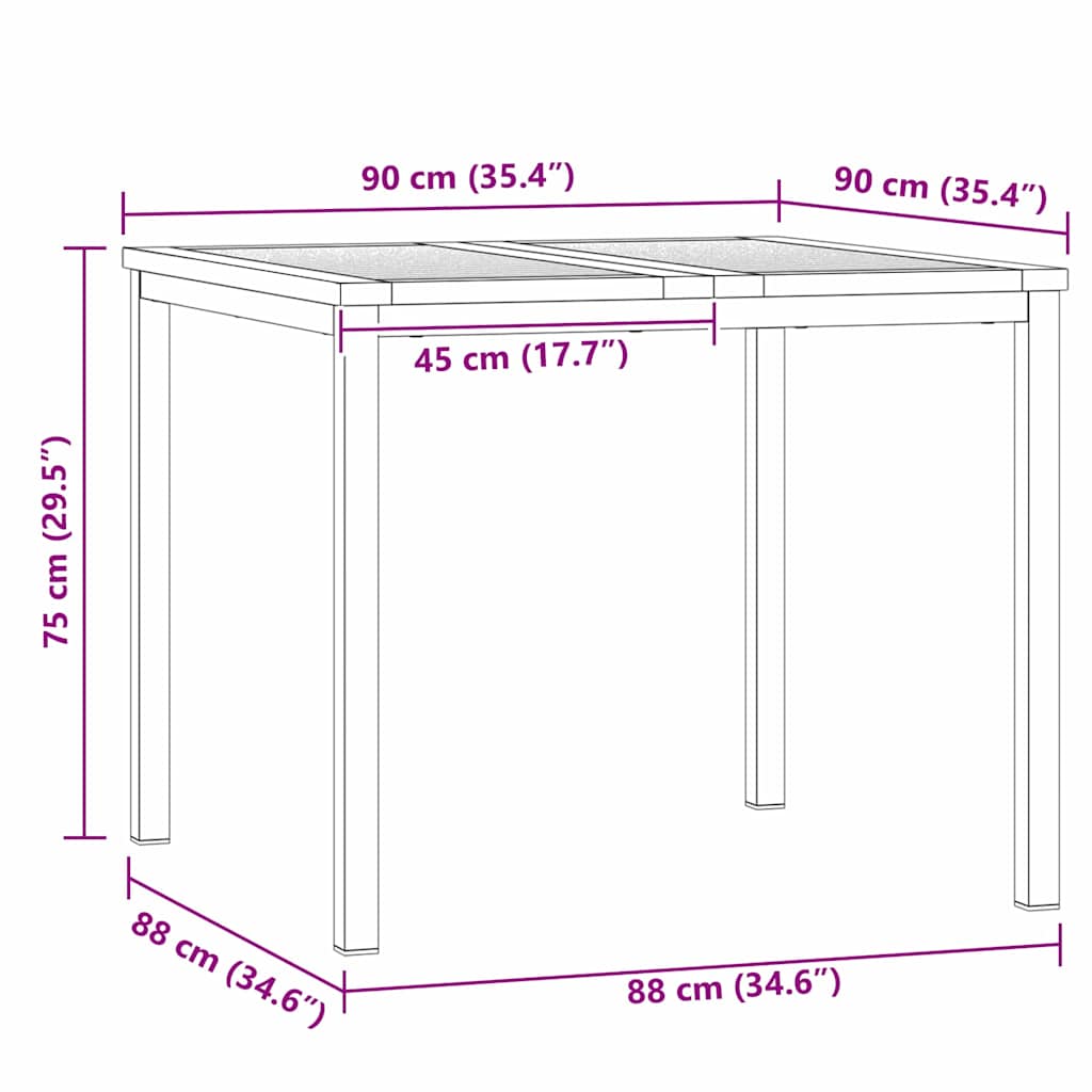 Spisebord Brun 90 x 90 x 75 cm Massiv Teaktræ