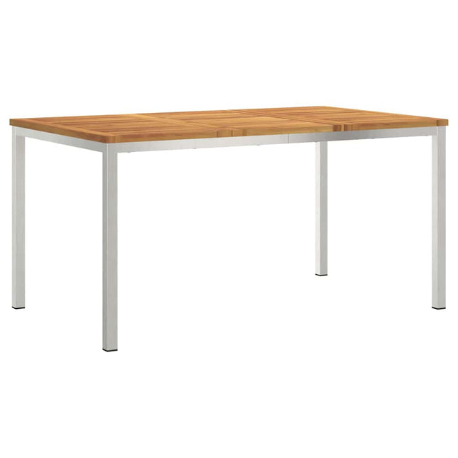 Spisebord 150x90x75 cm Massiv akacietræ og rustfrit stål