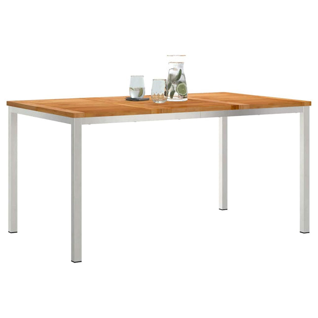 Spisebord 150x90x75 cm Massiv teaktræ og rustfrit stål