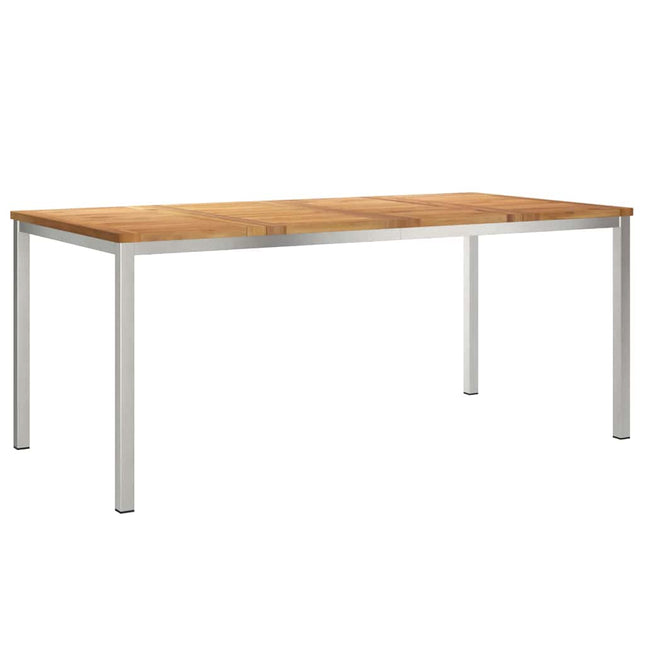 Spisebord 180x90x75 cm Massiv teaktræ og rustfrit stål