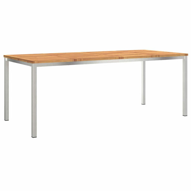 Spisebord 200x90x75 cm Massiv akacietræ og rustfrit stål