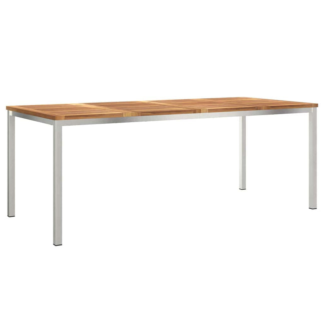 Spisebord 200x90x75 cm Massiv teaktræ og rustfrit stål