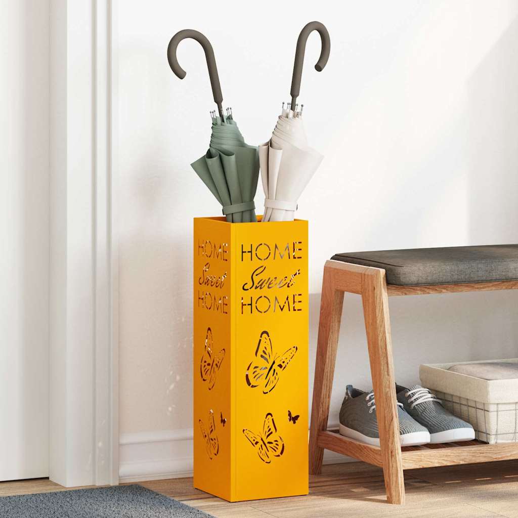 Parasolfod med opbevaring Sennepsgul 15,5 x 15,5 x 49 cm Metal