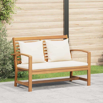 bænk med pude Brun og Creme 110 x 66 x 76 cm Massiv Teaktræ