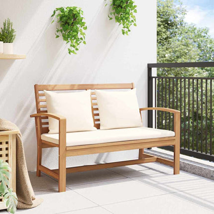 bænk med pude Brun og Creme 110 x 66 x 76 cm Massiv Teaktræ