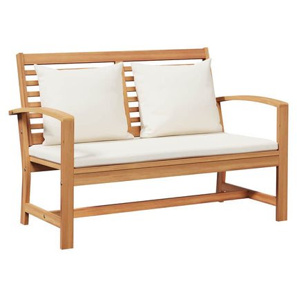 bænk med pude Brun og Creme 110 x 66 x 76 cm Massiv Teaktræ